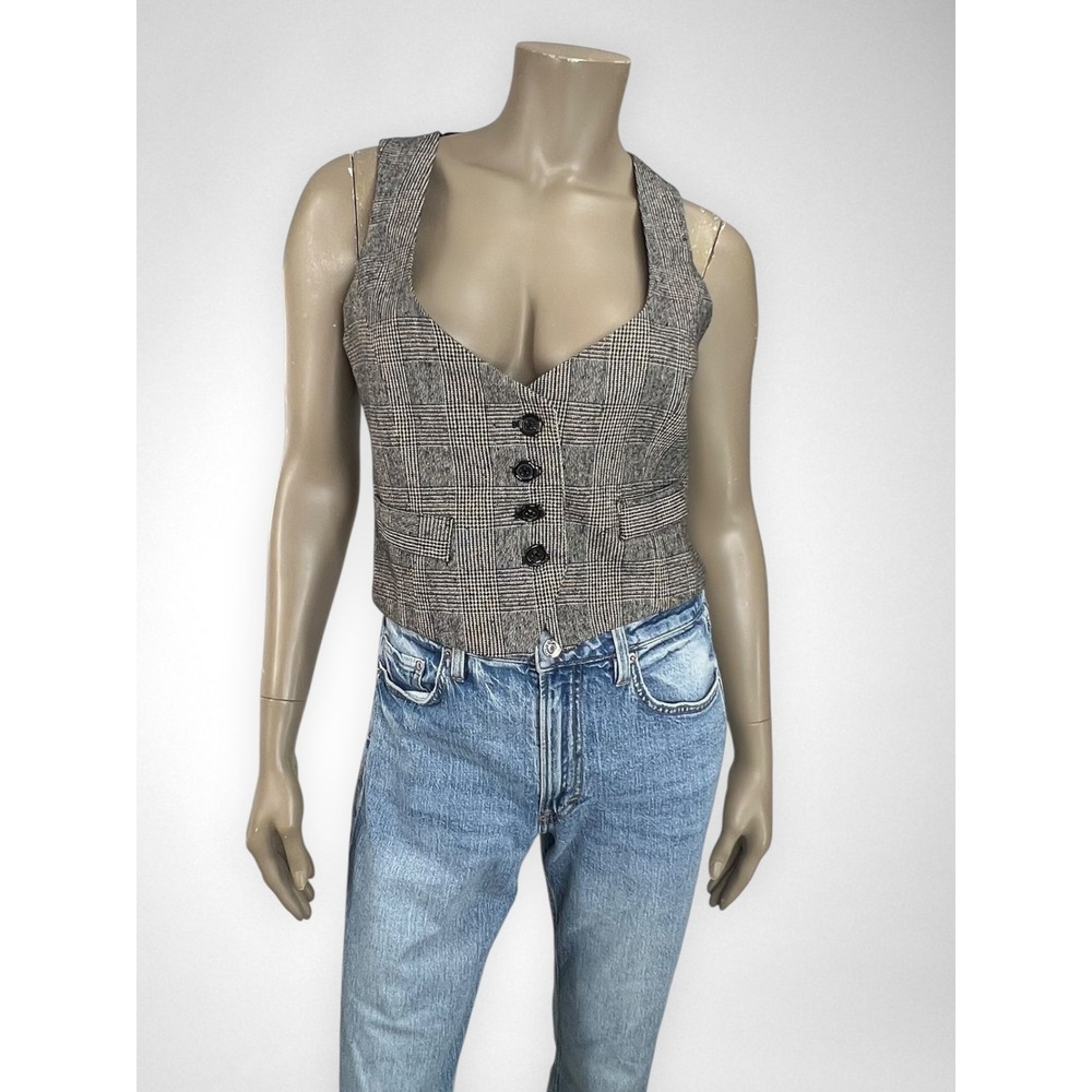 ZARA Basic Sleeveless Dressy Plaid Cest L